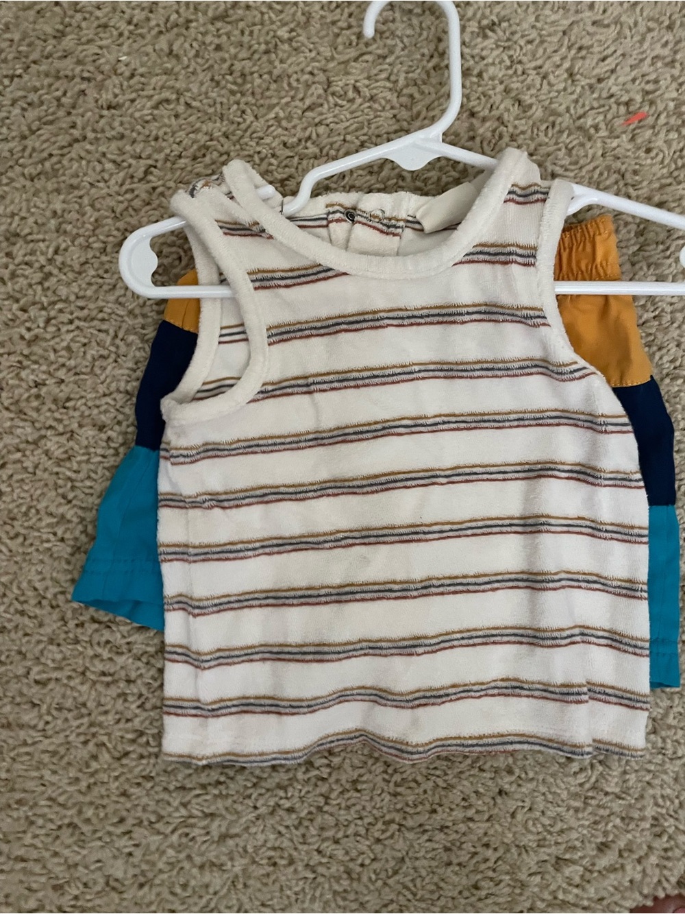 Boys swim set- organic cotton sleeveless top with swim shorts 18m